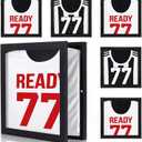 Lineshading 6 Pack T Shirt Display Frames, 13'' x 13'' Jersey Display Case Black Acrylic Imitation Wood Grain Frame Hang Magnetic Door Opening Depth of 1.6" Shadow Box for Memorabilia Jersey Souvenir