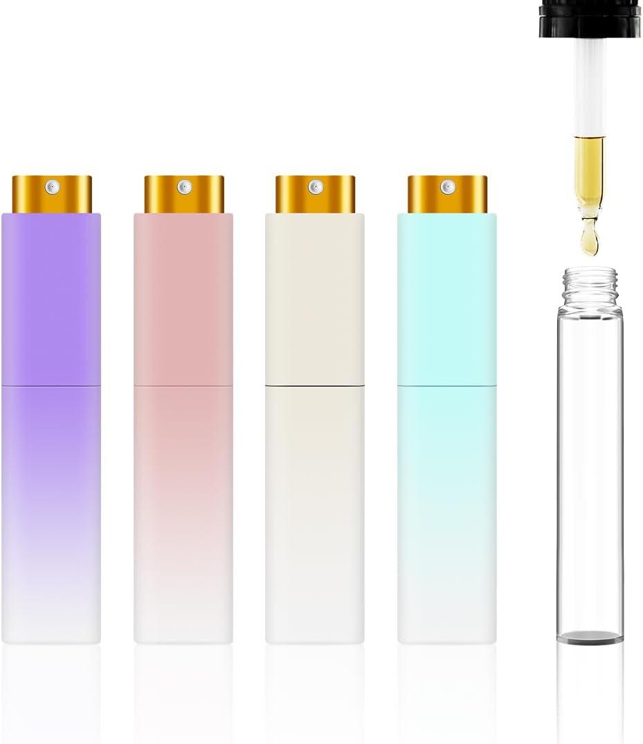 2 x YOUXIU Travel Perfume Bottle Refillable,perfume travel refillable 10ml Portable Mini Refillable Perfume Atomizer Refill Bottlerefill Small Spray Bottle Fortravel Accessories For Women Mens 4 Pack (Purple Pink Blue White)