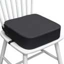 Toddler Booster Seat for Kitchen Chair, 3.5" Oxford Foam Cushion, Non-Slip Base, Adjustable Straps, Portable Dining Booster for Self-Feeding Toddlers at Home or on the Go (Dark Grey)