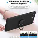 Designed Samsung Galaxy S22 5G Case, Silicone with 360Ring Kickstand Holder Lanyard Soft Silk Microfiber Cloth Fully Cover Women Men Protective Shell -7(Black, S22)