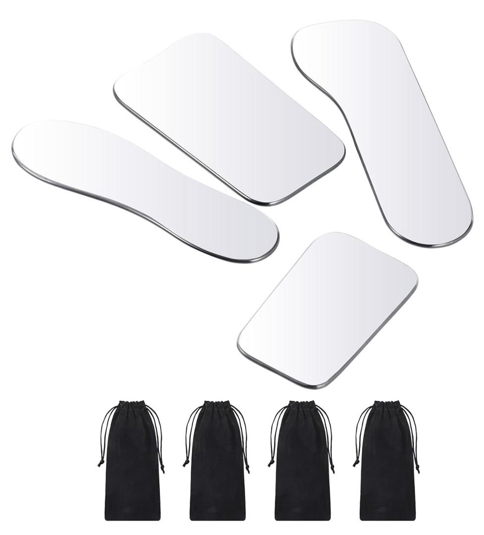 Annhua 4 Pcs Dental Photography Mirrors 2 Sided Intra Oral Mouth Mirror with Drawstring Bag, Intraoral Photo Reflector Glass Occlusal Photographic Mirror - 4 Sizes