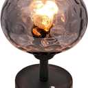 Touch Control Hammered Glass Table Lamp Matte Black Portable Dimmable Brightness Small Nightstand Light 3-Way Stepless Dimming Bedside Bedroom Living Room