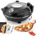 Electric-Pizza-Oven-Indoor, 12 Inches Countertop Cooker,800 Electric Pizza Maker with Timer, Ceramic Stone, Viewing Window, Complete Accessory Kit, Black, XL