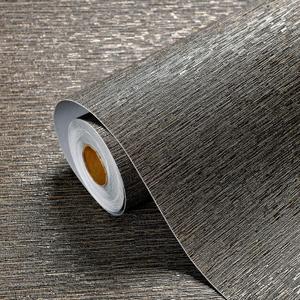 Haimin Grasscloth Wallpaper Peel and Stick 20.9in X 393in Fabric Contact Paper Wall Paper Textured Wallpaper Horizontal Stripes Look Self-Adhesive Thick Vinyl Embossed (Dark Brown)