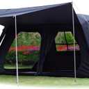 KTT Extra Large Tent 10-12-14 Person(B),Family Cabin Tents,2 Rooms,3 Doors and 3 Windows with Mesh,Straight Wall,Waterproof,Double Layer,Big Tent for Outdoor,Picnic,Camping,Family Gathering (Black- Full Rainfly)