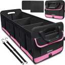 AOPHY Trunk Organizer for Car, 95L Large Capacity Trunk Storage with Non-Slip Bottom Strips, Cargo Organizer for Suv, Truck, Sedan, Waterproof Portable Car Organizers for Women Men(Pink)