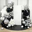 Prom Balloon Garland Arch Kit, Graduation Black Silver White Metallic Balloon Explosion Star 4D Disco Ball Foil Mylar Balloons for Class of 2026 Congrats Grad Prom Disco Birthday Party Decorations
