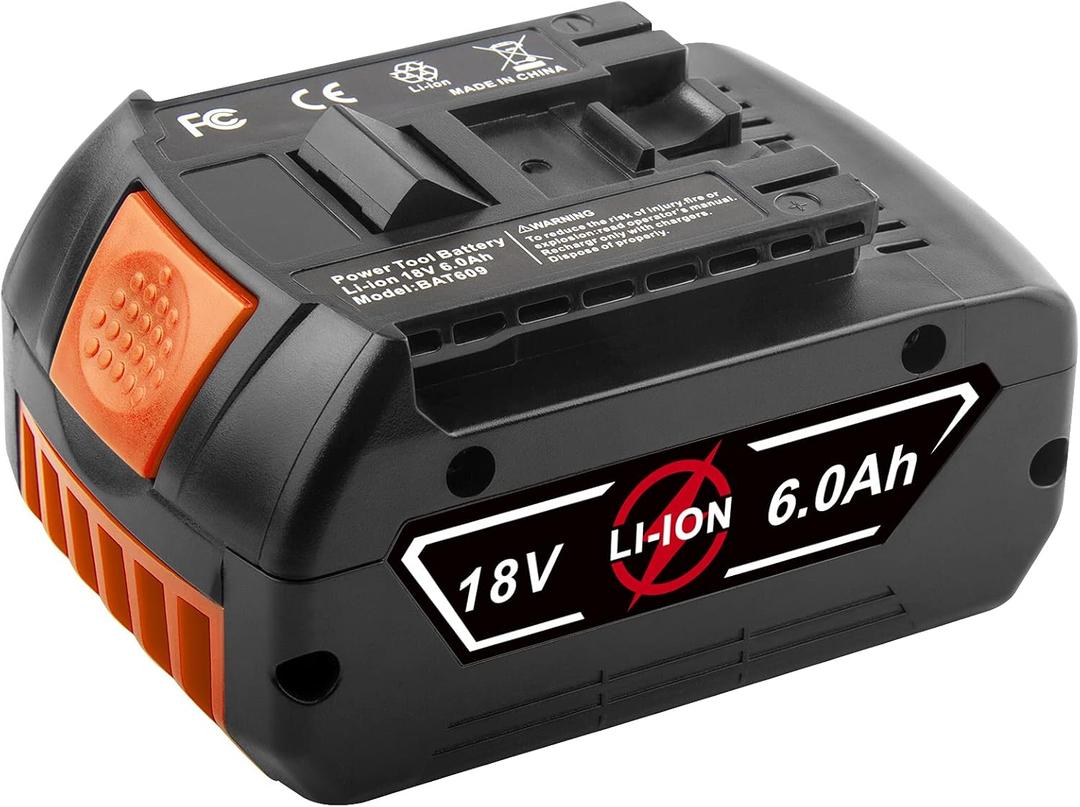 BAT609 18V 6000mAh Lithium Battery Replacement for Bosch 18V Battery 17618, 17618-01, 24618-01, 25618, 26618, 37618 Cordless Power Tools Battery