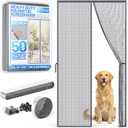 Heavy Duty Magnetic Screen Door Mesh - Auto-Sealing Hand-Free Door Net Screen with 50 Magnets, Pet & Kid Friendly, PET Fine Mesh Doors Screens Keep Bugs & Mosquitos Out Fits Front Doors Size 32 x 80