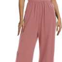 Jumpsuit for Women Summer Casual Sleeveless U-Neck Spaghetti Straps One Piece Jumpsuits Overalls Wide Leg Rompers (Pink, XL)