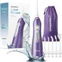 AquaSonic Water Flosser - Cordless Rechargeable Water Flossers for Teeth Cleaning - Waterproof Aqua Flosser, Portable Oral Irrigator for Dental Cleaning with 5 Jet Tips – Braces Home Travel
(Satin Purple)