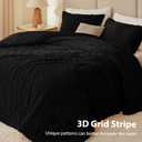 EXQ Home Fluffy Comforter Set King Size - Super Soft Faux Fur 3D Grid Jacquard Comforter 3 Pieces, Black Fleece Bedding Set,Winter Warm Bed Set,1 Comforter with 2 Pillowcases