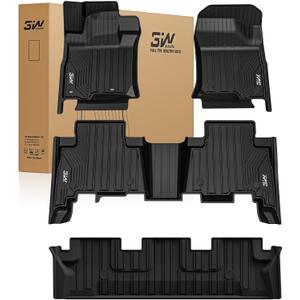 3W Floor Mats for Lexus GX460 2014-2023 (only for 7 seat), TPE All Weather Custom Fit Floor Liner 1st, 2nd&3rd Rows Car Mats, Black