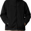 Haloumoning Boys Zip Up Fleece Jacket Kids Lightweight Outerwear Long Sleeve Mock Neck Coat with Pockets 5-14Y (Black, M)