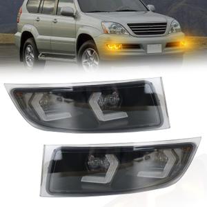 Switchback White & Amber LED Front Bumper Fog Light DRL Amber Sequential Turn Signal Light Feature Compatible with Lexus GX470 2003-2009,Replace OEM Fog Light,81211-60160, 81221-60080