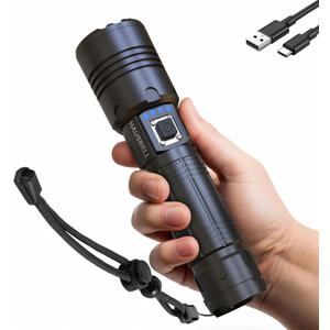 HAUSBELL Rechargeable Handheld Flashlights, 100000 High Lumens Super Bright Flash Light, Zoomable LED Flashlight, 5 Model, Waterproof Powerful Tactical Flashlight for Emergency, Outdoor, Home