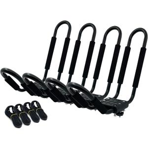 Kayak Roof Rack for 2 Kayaks Carrier, Kayak J Bar Hooks Roof Mount Racks for Universal Cars, SUV, Truck, Set of 4 Racks