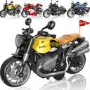 4-Pack Pull-Back Motorcycle Toys - Friction Powered Kids Toy Cars with Lights, Sounds & Automatic Drive for Boys & Girls Aged 3-12