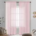 OVZME Blush Pink Sheer Curtains 90 Inches Long 2 Panels - Soft Light Filtering Window Sheer Panels for Living Room/Bedroom, Top Dual Rod Pocket, 1 Pair, Each 42Wx90L Inches