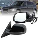 Left Driver Side Mirror Compatible With 2009 2010 2011 2012 2013 2014 2015 2016 2017 Audi Q5 With Power Folding Power Glass Heated Puddle Light Turn Signal Black Replace#8R1857409K01C(9Pins)