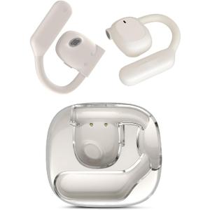 Open Ear Headphones,80H Playtime Air Conduction Earbuds w/Fast Charging, 16.2mm Hi-Fi Audio Drivers, Physical Buttons, ENC Mic, IPX5 Waterproof, Bluetooth 5.4, 2025 Upgrade for Workout White