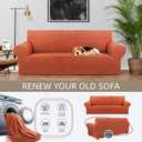 KEKUOU Stretch Sofa Cover Slipcover ，Couch Covers for 3 Cushion Couch Sofa (78"-94") Furniture Protector 3 Seater Sofa with Elastic Bottom for Kids,Dog(Large,Pureed Pumpkin)
