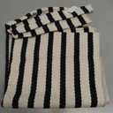Striped Outdoor Front Door Mat 24"x51", Washable Black and White Rug Runner Cotton Hand Woven Indoor Layered Doormat, Reversible Foldable Door Rugs for Entryway/Farmhouse/Home Entrance