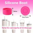 3 x Bow Silicone Boot for StanleyTumbler 20-40oz& Owala Water Bottle 24oz& IceFlow 20oz 30oz& Hydroflask Water Bottle 12-24oz Anti-Slip Sleeve for Stanley Cup Accessories (Rose02)