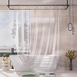AmazerBath Shower Curtain Liner, 100% EVA Silky Soft Clear Heavy Duty Shower Curtain and Liner 2-in-1, 72x72 Luxury Plastic Weighted Bathroom Shower Liner, 12 Rustproof Grommets & 3 Heavyweight Stones (Rainbow Ethereal)