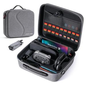 STARTRC GAMES Switch 2 All in One Carrying Case for Nintendo Switch 2, Portable Hard Travel Case with Game Card Slots, Portable Storage Carry Bag for Switch 2 Console Pro Controller Accessories (Grey)