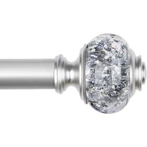 1 Inch Curtain Rods 36 to 72 Inches(3 to 6 ft) Telescoping Single Drapery Rod, USFOOK Silver Curtain Rods for Windows 24 to 68 Inches with Translucent Finials