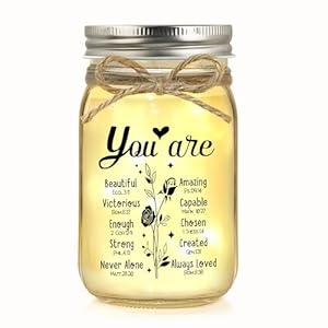 Religious Christian Gifts for Women - Decorative Jar Night Light for Christmas, Birthday, Sister, Friend, Coworker - Inspirational
