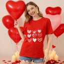 Valentines Shirt for Women Cute Love Heart Tshirts Casual Hearts Graphic Tee Tops for Her (Red, Medium)