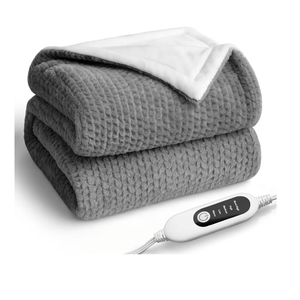 Heated Blanket Electric Blanket,Cozy Faux Rabbit Fur & Soft Flannel Warm Heater Throw Blanket with 5 Fast Heating Levels &10Hours Auto-Off Over-Heat Protection，50" x 60" (Grey)