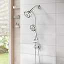 High Pressure 48-Settings Shower Head with Handheld Shower,Drill-Free 3-Way Diverter for Easy Reach,Adjustable Height Slide Bar Dual Shower Head Combo Set - Chrome