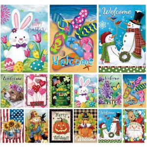 12x18 Seasonal Garden Flags - Yard Flags for Outside, Double-Sided, All-Weather (green)