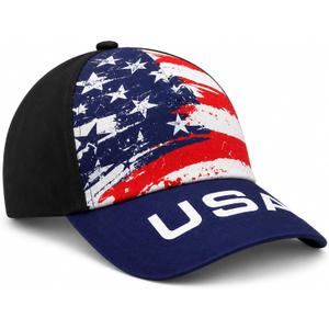 American Hat for Men Women, USA Baseball Cap with Vintage Stars and Stripes Design, Adjustable Patriotic Cap One Size Fits Most, 7 Pcs USA Accessories Set for Sports Events, Parades, Festivals and Outdoor Activities