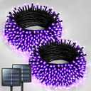 JMEXSUSS 2 Pack Solar String Lights Outdoor Waterproof, Total 400 LED 151FT Solar Christmas Lights Outdoor, 8 Modes Christmas Light for Outside Patio Yard Tree Decorations, Purple