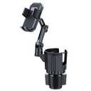 Cup Holder Phone Mount for Car, Upgraded 2 in 1 Car Phone Mount with Adjustable Long Gooseneck and Stretchable Cup Holder,Compatible with iPhone & Android & All Smartphones (Black)