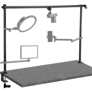 JUSMO LS15 Pro Camera Desk Mount, Aluminum Overhead Camera Mount Rig, Table Multi-Device Pole to Mount Magic Arm Clamp, DSLR, Cameras, Phone, Light, Microphone, Streaming, Studio, Max Load 22 lb