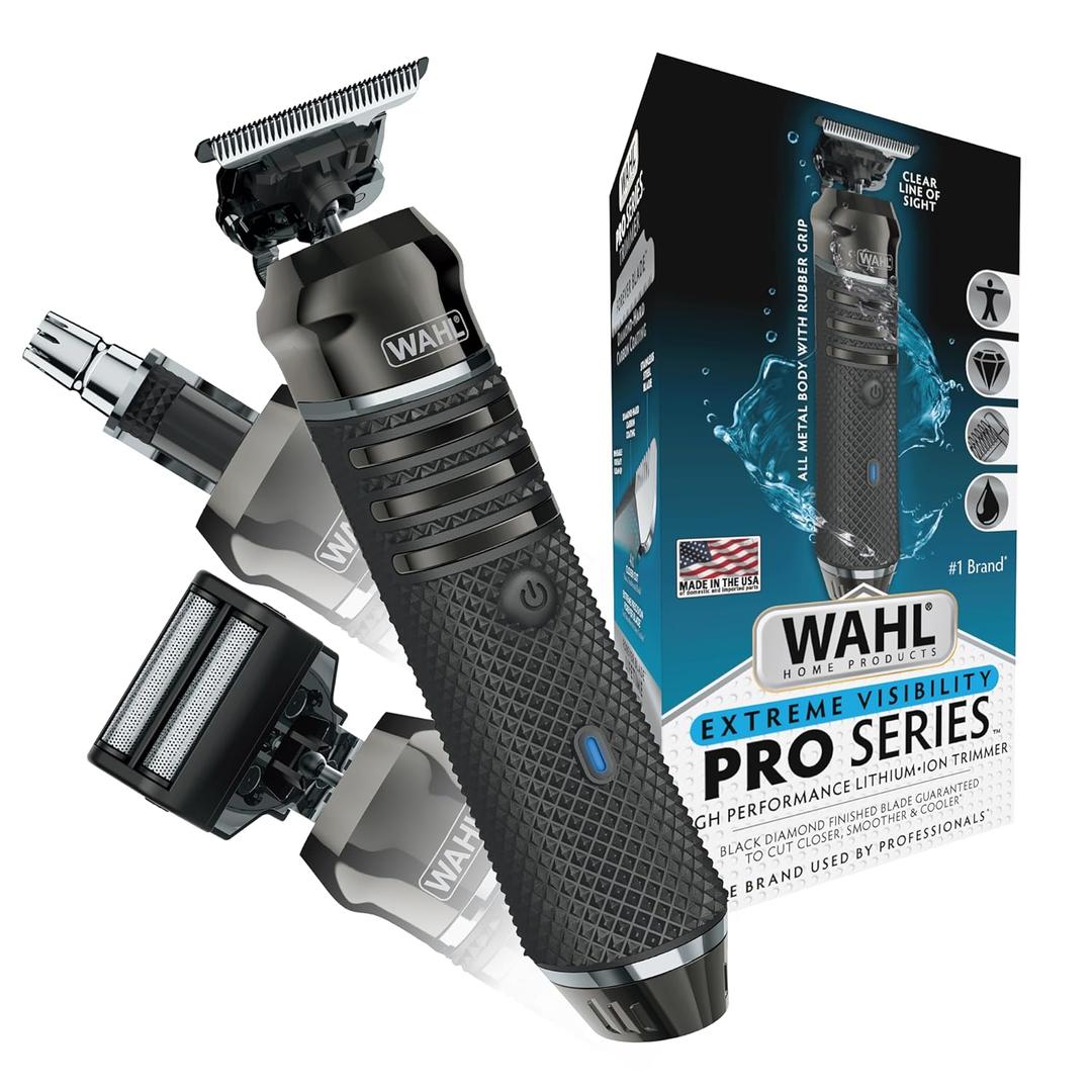 Wahl USA Pro Series High Visibility Skeleton Style Trimmer, Lithium-Ion Cordless USB Rechargeable All in One Shaving & Close Cutting Beard Trimmer for Men with Near Zero Gap Blade  3026018