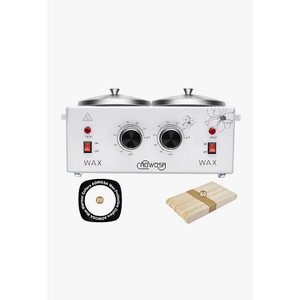 Professional Waxing Kit Wax Warmer Double Pot Wax Heater Machine for Hair Removal, Large Waxing Pot for Spa Salon Beauty Esthetician Home, with Adjustable Temperature Set, 50 Stick(White)
