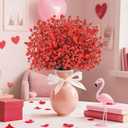 Der Rose Red Artificial Baby's Breath Flowers, 10pcs 21in Faux Gypsophila Stems, Red Silk Flowers for Valentine's Day Decor, Fake Red Flowers for Indoor Vase Arrangements