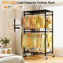 ULIFHOME P4 Rolling Clothes Rack Heavy Duty, Clothing Racks for Hanging Clothes, Freestanding Garment Racks with Wheels, Metal Portable Closet Rack 35.5''W 20.5''D 80.5''H, Max Load 560Lbs, Black