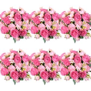 6 Pcs Peonies Artificial Flowers Bulk, Blush Pink Silk Peonies Fake Bouquet for Floral Centerpieces, Red Realistic Faux Peony Flower for Flower Arrangements Wedding Decoration Vase