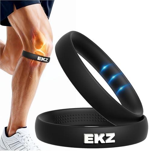 EKZ High-Elastic Silicone Patella Strap: Ergonomic Knee Band for Patellar Tendon Support, Pain Relief, Anti-Slip Design for Tendonitis, Running, Basketball, Jumping Sports, Unisex, 2-Pack (Black)