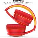 B10 Wireless Bluetooth Over-Ear Headphones, Lightweight Folding Stereo Bass Headset with Mic, 50H Playtime, Volume Control, Bluetooth 5.3 Headphones for iPad/Travel/Tablet/PC (Red)