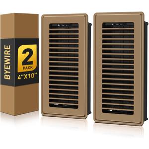 Floor Register 4x10, Adjustable Floor Vent Covers for Home Floor, Wall, Heavy Duty Walkable Steel Floor Vents, Rust-Proof Register Vent Cover, Air Vents Pack of 2 Value Set, Brown