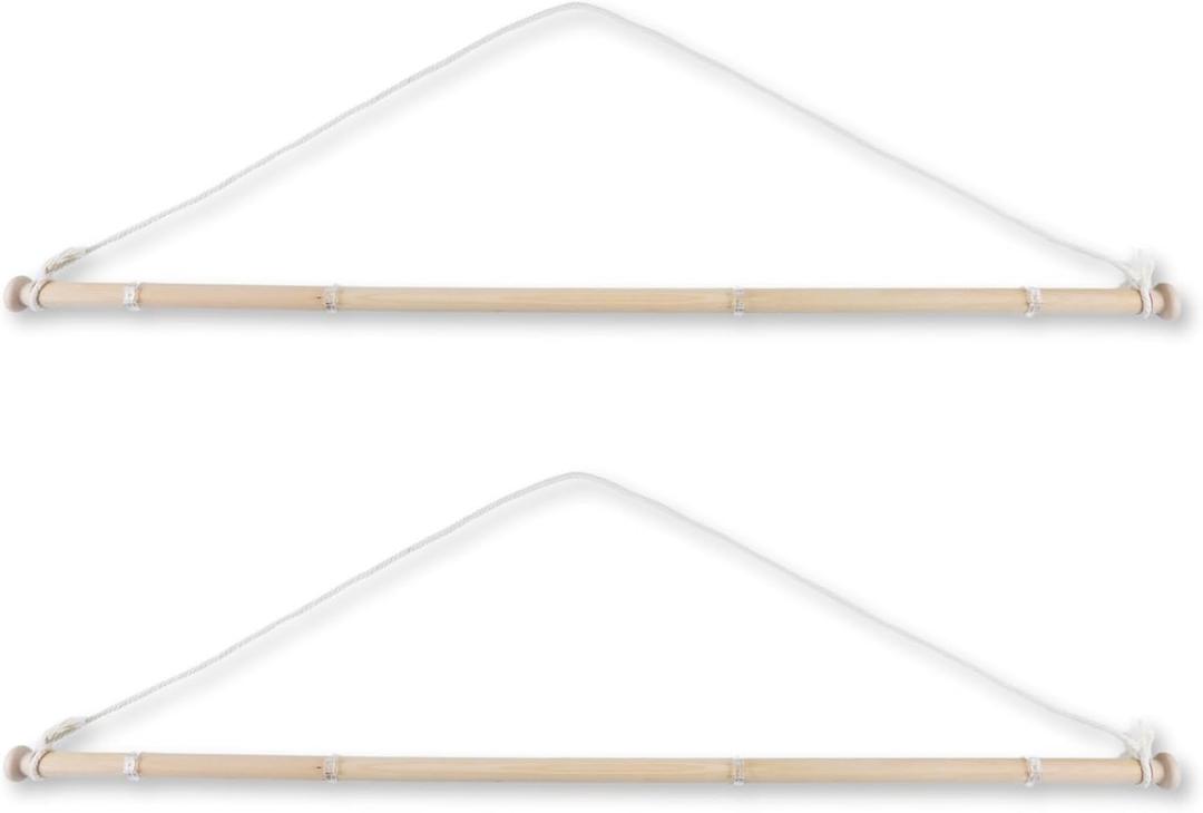 Beyeutao Wood Tapestry Hanging Telescopic Rod Wooden Tapestries Hanger Room Adjustable 16-28 Inch 2Pack Wall Hanging Bar Banner Hanger Pole with Finials.