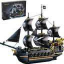Pirate Ship Building Set, Black Pearl Model Kit for Adults & Kids 8-12, Collectible 801-Piece Building Blocks Boat Toy for Display, Home Office Decor, Birthday Gift for Men